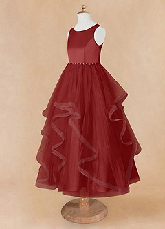 Azazie Sofia Flower Girl Dresses Rust A-Line Beaded Tulle Dress image10