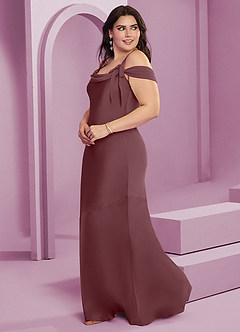 Barbie ♥ Azazie Brautjungfernkleider Etui Plissee Stretch-Satin Kleid Sangria image12