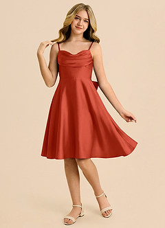 Azazie Bear Rust A-Line Sweetheart Neckline Stretch Satin Dress image3