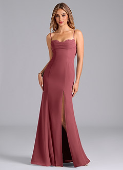 Azazie Wynni Abiti da Damigella Abito Sirena in Chiffon Corsetto Merlot image1