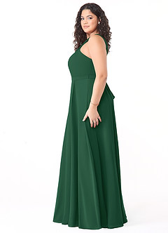 Azazie Dixie Bridesmaid Dresses Dark Green A-Line Halter Pleated Chiffon Dress image8