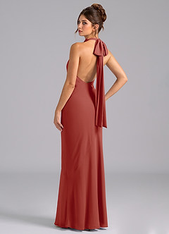 Azazie Velli Bridesmaid Dresses Terracotta Mermaid Bow Chiffon Dress image7