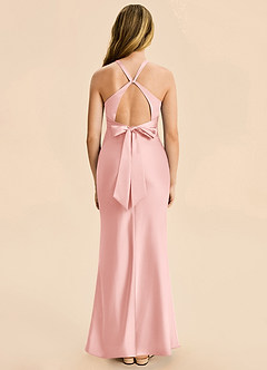 Azazie Hati Junior Powder Pink Mermaid Stretch Satin Dress image2