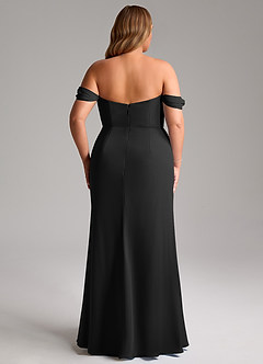 Azazie Saige At-home Try On Dresses Black A-Line Off the Shoulder Chiffon Convertible Dress image15