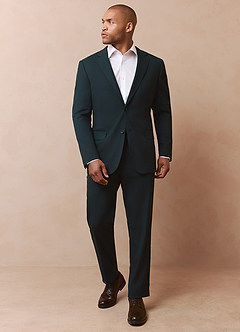 front Savile Dark Green Wool Blend Suit