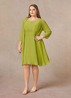 Azazie Shirley Mother of the Bride Dresses Lemongrass A-Line Scoop Pleated Chiffon Dress image10