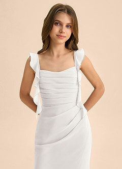 Azazie Jessamine Junior White Mermaid Sweetheart Neckline Chiffon Dress image7