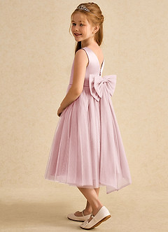 Azazie Winnie Flower Girl Dresses Powder Pink Ball-Gown Bow Tulle Dress image5