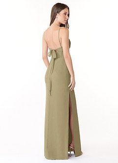 Azazie Mai Bridesmaid Dresses Moss Green Sheath Pleated Chiffon Dress image4