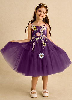 Azazie Osea vestidos de niña de las flores Vestido de Uva de Tul de Princesa con Plisado image8