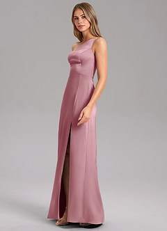 Azazie Phaedra Bridesmaid Dresses Vintage Mauve A-Line One Shoulder Stretch Satin Dress image4