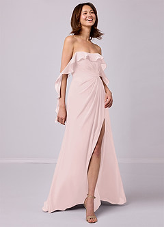 Barbie ♥ Azazie Jurken voor bruidsmeisjes Converteerbaar Jurk van Chiffon met A-Lijn Off the Shoulder Blozend Roze image5