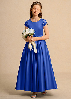 Azazie Bunny Junior Formal vestidos de niña de las flores Vestido de Azul Real de Encaje de Princesa image3