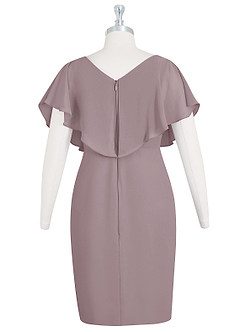 Azazie Julia Kleider für die Brautmutter Etui V-Hals Gefaltet Chiffon Kleid Dämmerung image7