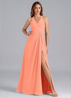Azazie Dorota Bridesmaid Dresses Sunset A-Line Pleated Chiffon Dress image1