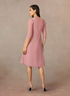 Azazie Olivia Mother of the Bride Dresses Dusty Rose A-Line Square Neckline Pleated Chiffon Dress image2
