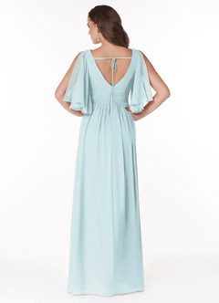 Azazie Temeka Bridesmaid Dresses Mist A-Line Ruched Chiffon Dress image2