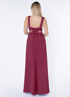 Azazie Christiana Final Sale Mulberry A-Line V-Neck Pleated Chiffon Dress image2