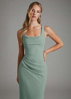 Azazie Asa Bridesmaid Dresses Silver Sage Sheath Corset Chiffon Dress image3