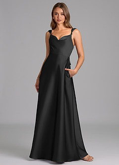 Azazie Beatrice 신부 들러리 드레스 A라인 스윗하트 네크라인 스트레치 새틴 바닥 길이 드레스 image4