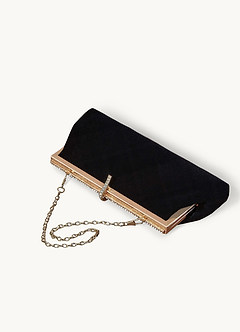 front Elegante, met strass verfraaide fluwelen handtas