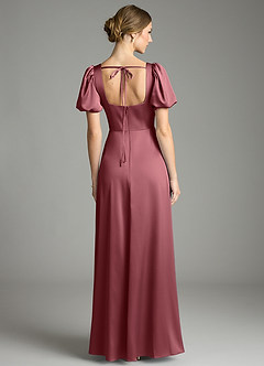 Azazie Fyona Bridesmaid Dresses Desert Rose A-Line Pleated Stretch Satin Dress image13