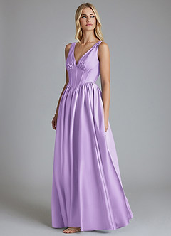 Azazie Delmie Bridesmaid Dresses Lilac A-Line Corset Stretch Satin Dress image4