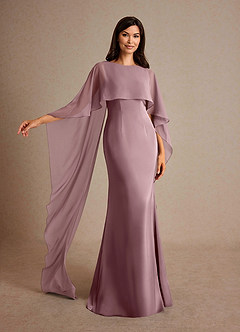 Azazie Milfred Mother of the Bride Dresses Dusty Rose Sheath Boatneck Stretch Satin Dress image4
