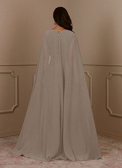 Azazie Isa Mother of the Bride Dresses Taupe A-Line V-Neck Pleated Chiffon Dress image4