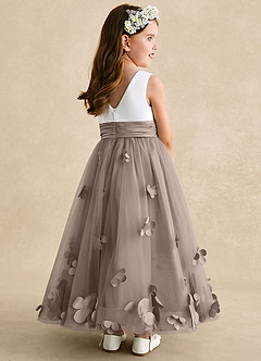 Azazie Vi Flower Girl Dresses Taupe A-Line Sleeveless Tulle Dress image4