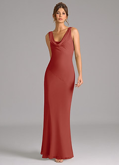Azazie Rylina Bridesmaid Dresses Terracotta Mermaid Pleated Chiffon Dress image3