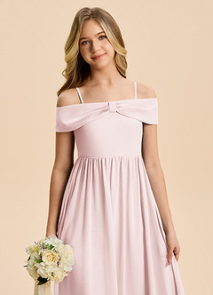 Azazie Coran Junior A-Linie Schulterfrei Chiffon Kleid Zartrosa image2