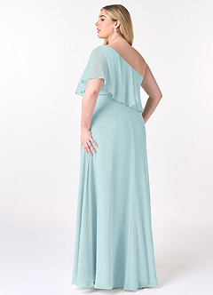 Azazie Lizzy Bridesmaid Dresses Sea Glass A-Line One Shoulder Chiffon Dress image11