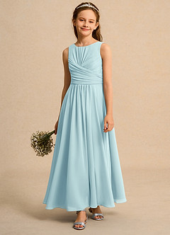 Azazie Ducky Girls Formal Blumenmädchenkleider A-Linie Plissee Chiffon Kleid Seegrün image4