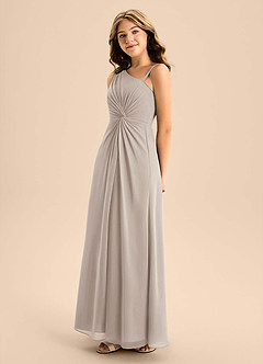 Azazie Brooke Junior Vestido de Escarcha de Gasa de Corte en A con Corte Lateral image6