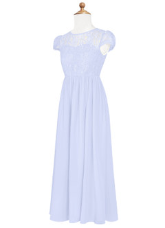 Azazie Delevingne Junior A-Linie Spitze Chiffon Kleid Lavendel image8