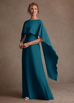 Azazie Marilla Mother of the Bride Dresses Ink Blue A-Line Pleated Chiffon Dress image5