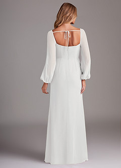 Azazie Charissa Bridesmaid Dresses White Sheath Long Sleeve Chiffon Dress image6