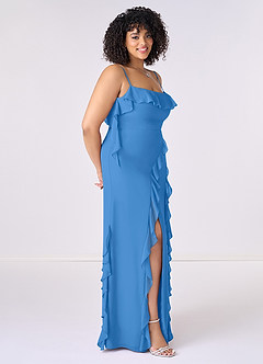 Barbie ♥ Azazie Jurken voor bruidsmeisjes Jurk van Chiffon met Kolom Boog Blauwe Gaai image9