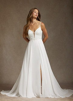 Azazie Nova Wedding Dresses Diamond White A-Line Sequins Chiffon Dress image8