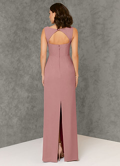 Azazie Flori Bridesmaid Dresses Dusty Rose Sheath Square Neckline Chiffon Dress image2