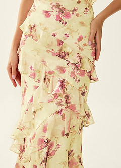 Rosabelle Light Yellow Lace V-neck Open Back Mermaid Prom Dress image6