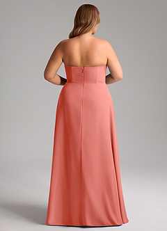 Azazie Wren Bridesmaid Dresses Salmon Pink A-Line Side Slit Chiffon Convertible Dress image15