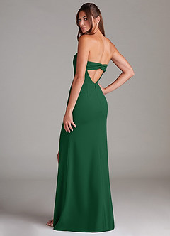 Azazie Leonis Bridesmaid Dresses Dark Green Sheath Strapless Stretch Crepe Convertible Dress image3