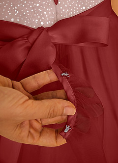 Azazie Tay Flower Girl Dresses Rust A-Line Sequins Tulle Dress image4
