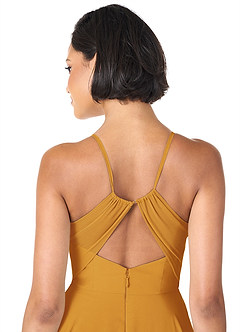 Azazie Avelina Bridesmaid Dresses Butterscotch A-Line V-Neck Pleated Chiffon Dress image5
