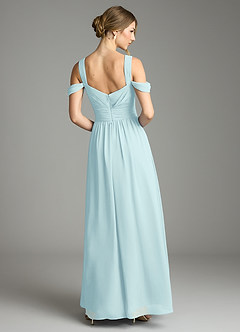 Azazie Lianne Bridesmaid Dresses Sea Glass A-Line Off the Shoulder Chiffon Dress image7