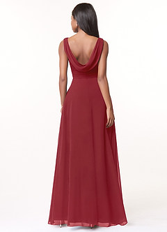 Azazie Karina Bridesmaid Dresses Pomegranate A-Line Pleated Chiffon Dress image2