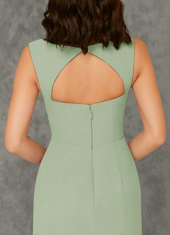 Azazie Flori Bridesmaid Dresses Dusty Sage Sheath Square Neckline Chiffon Dress image3