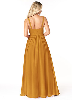 Azazie Chanel Bridesmaid Dresses Butterscotch A-Line Pleated Chiffon Dress image2